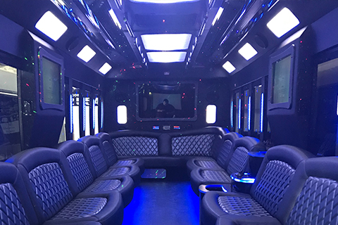 Comfortable party bus interior
