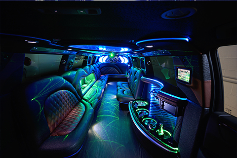Colorful lights in limo interiors